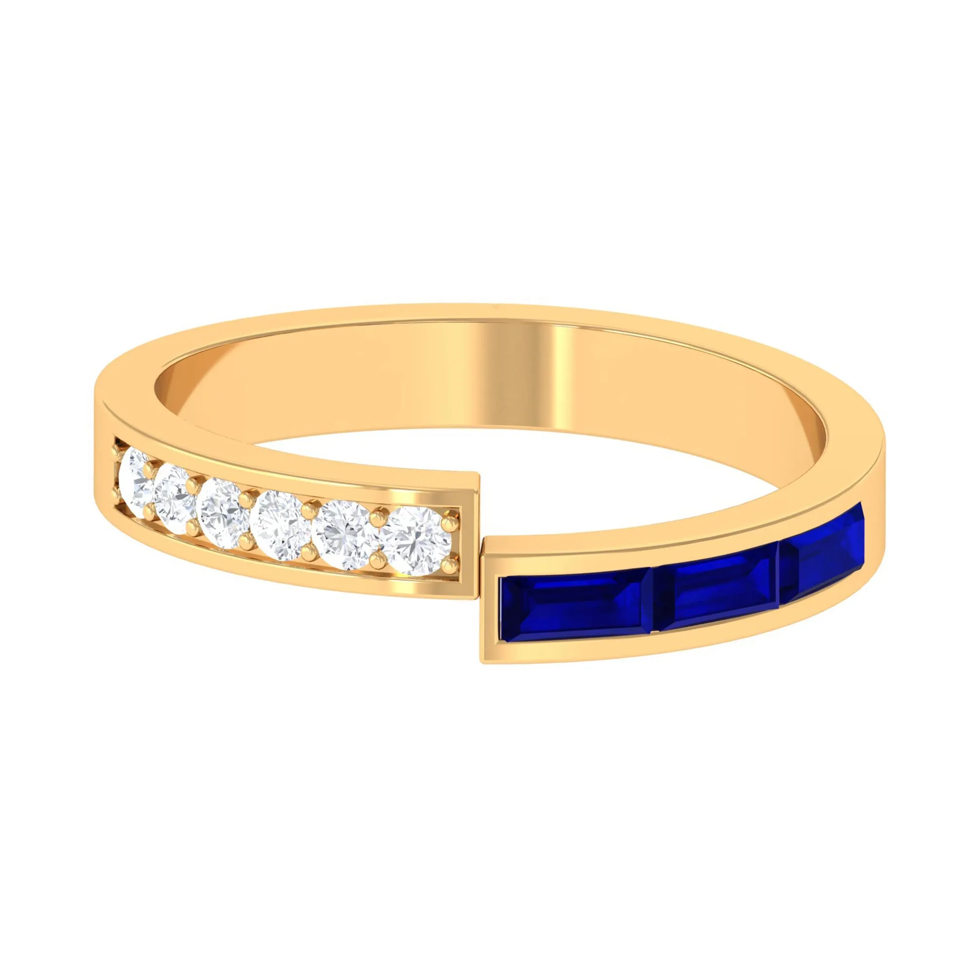 Blue Sapphire and Diamond Band Ring