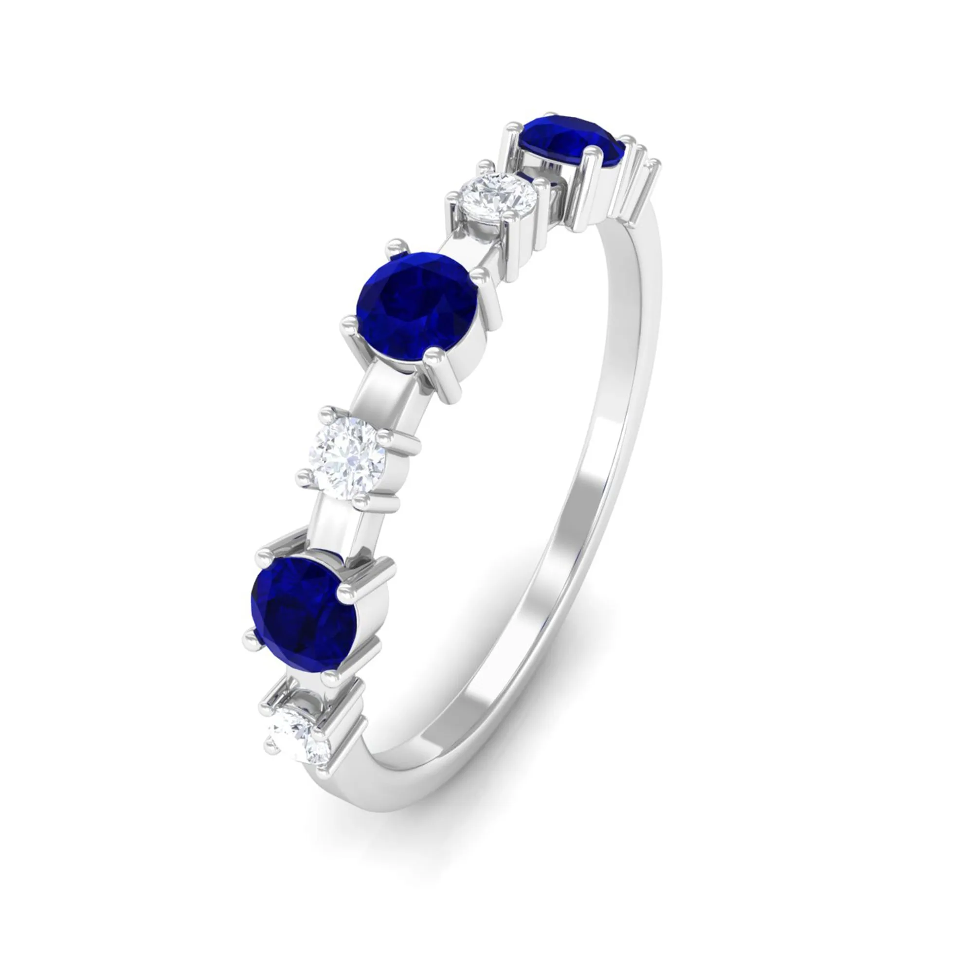 Blue Sapphire and Diamond Eternity Ring