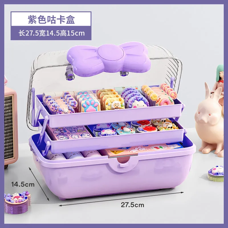 Bow hair accessories storage box cute children's hairpin hairpin jewelry cosmetics desktop dust-proof jewelry storage box