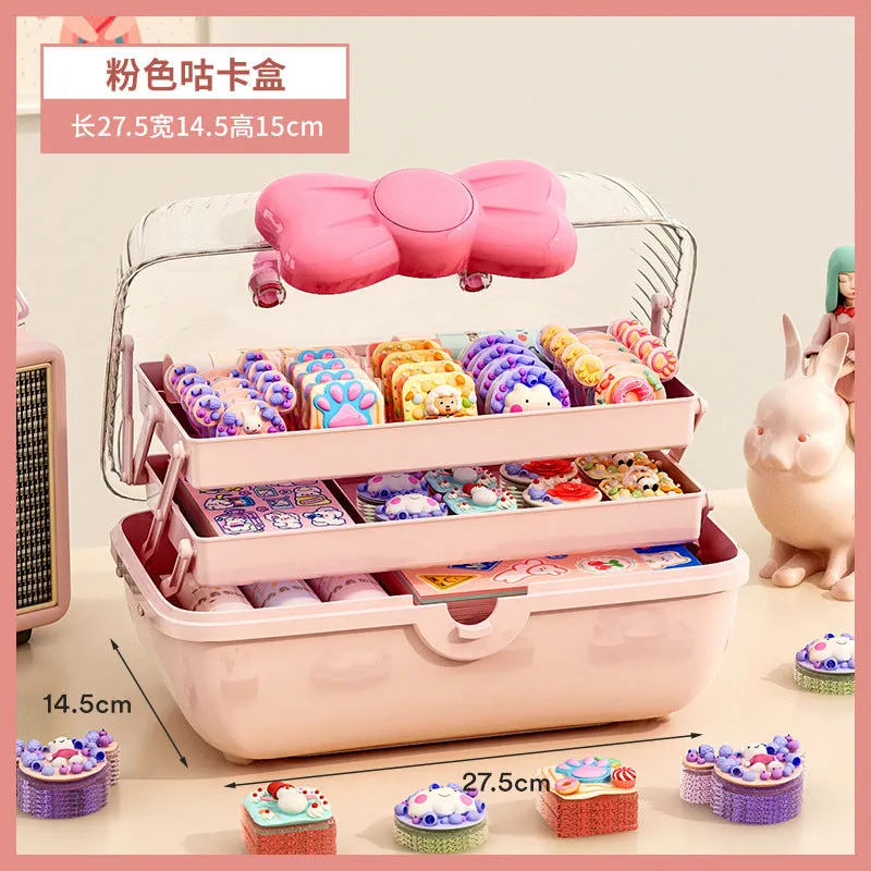 Bow hair accessories storage box cute children's hairpin hairpin jewelry cosmetics desktop dust-proof jewelry storage box