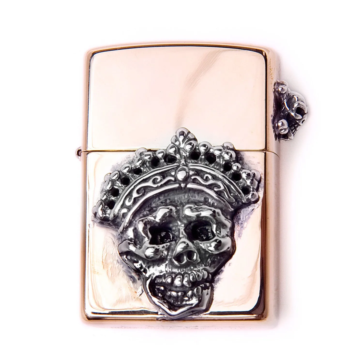 Brass Lighter Skull with Crown