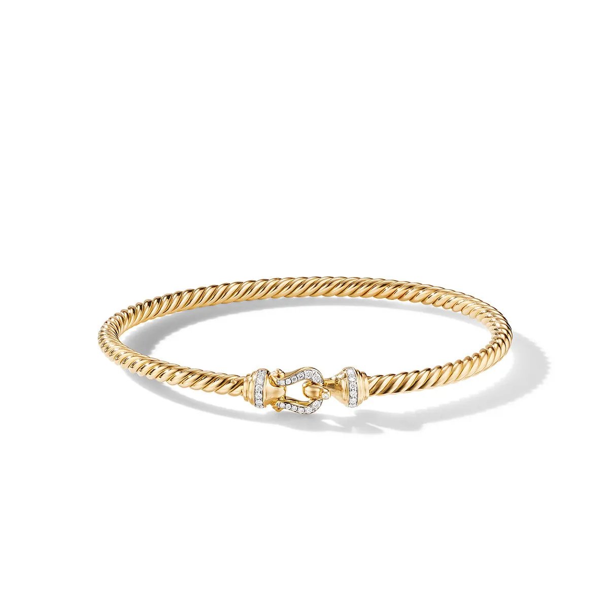 Cable Buckle Collection Bracelet in 18K Yellow Gold with Diamonds