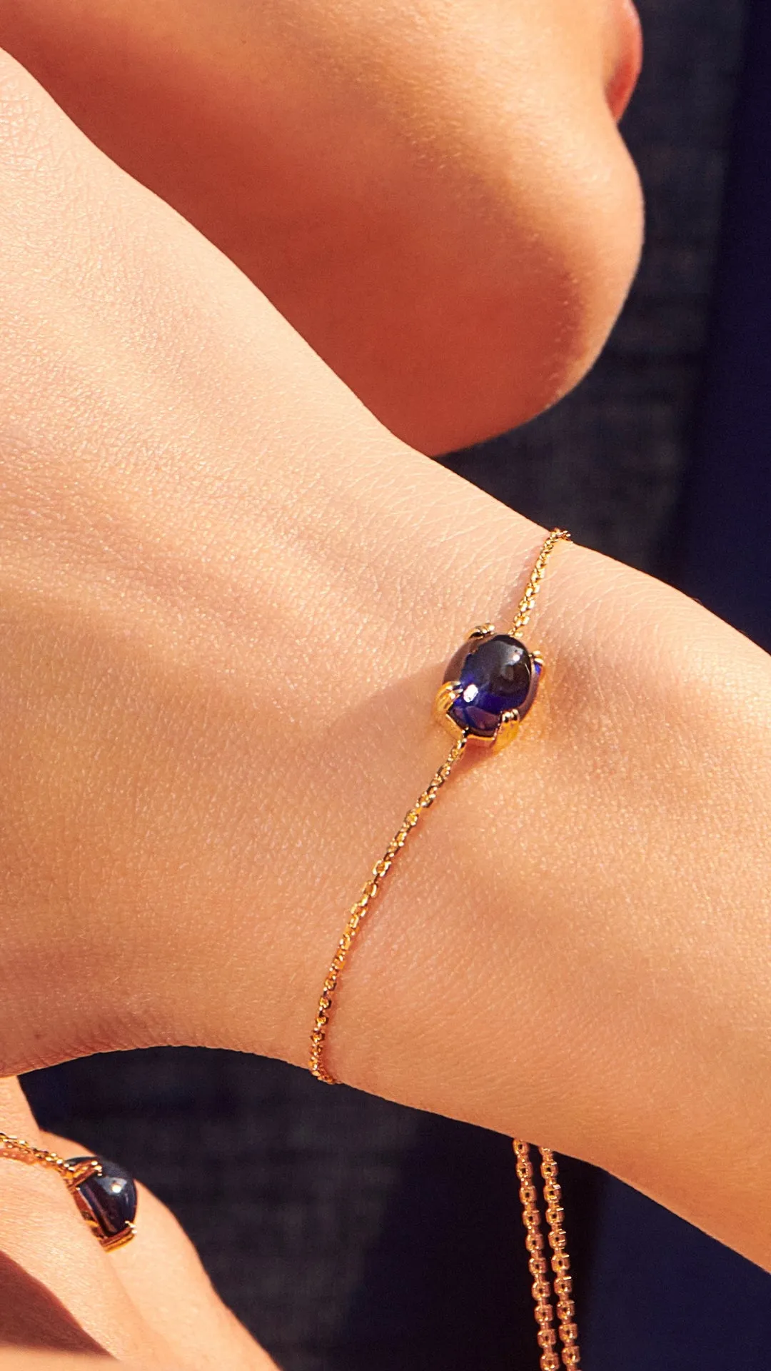 Cabochon Bracelet Sapphire Gold Vermeil