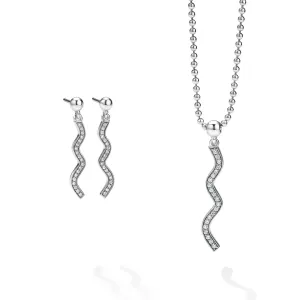 Caviar Spark Wave Necklace and Earring Diamond Gift Set