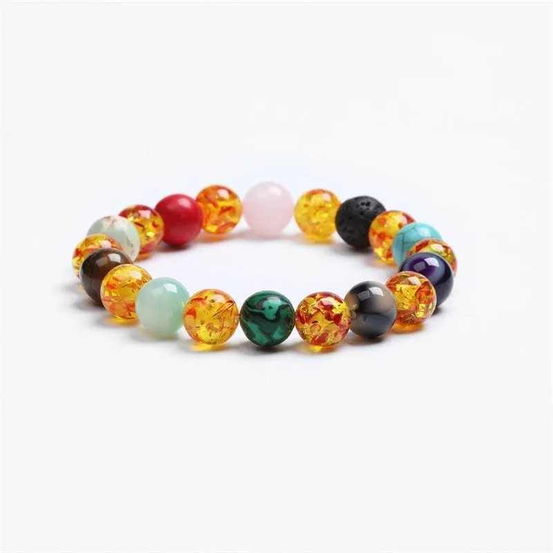 Chakra Lava  Bracelet Black Lava Healing Balance Beads