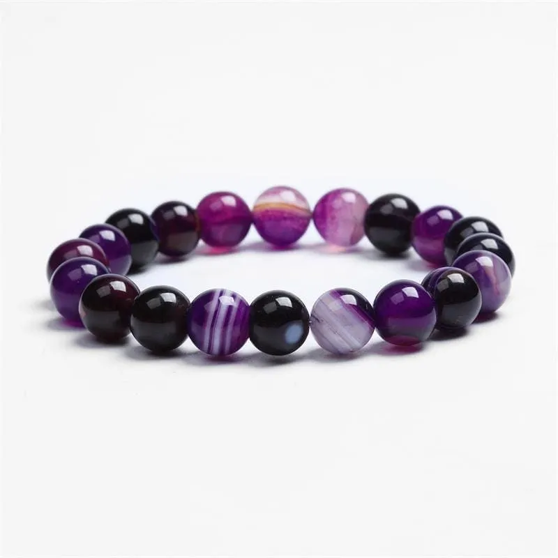 Chakra Lava  Bracelet Black Lava Healing Balance Beads