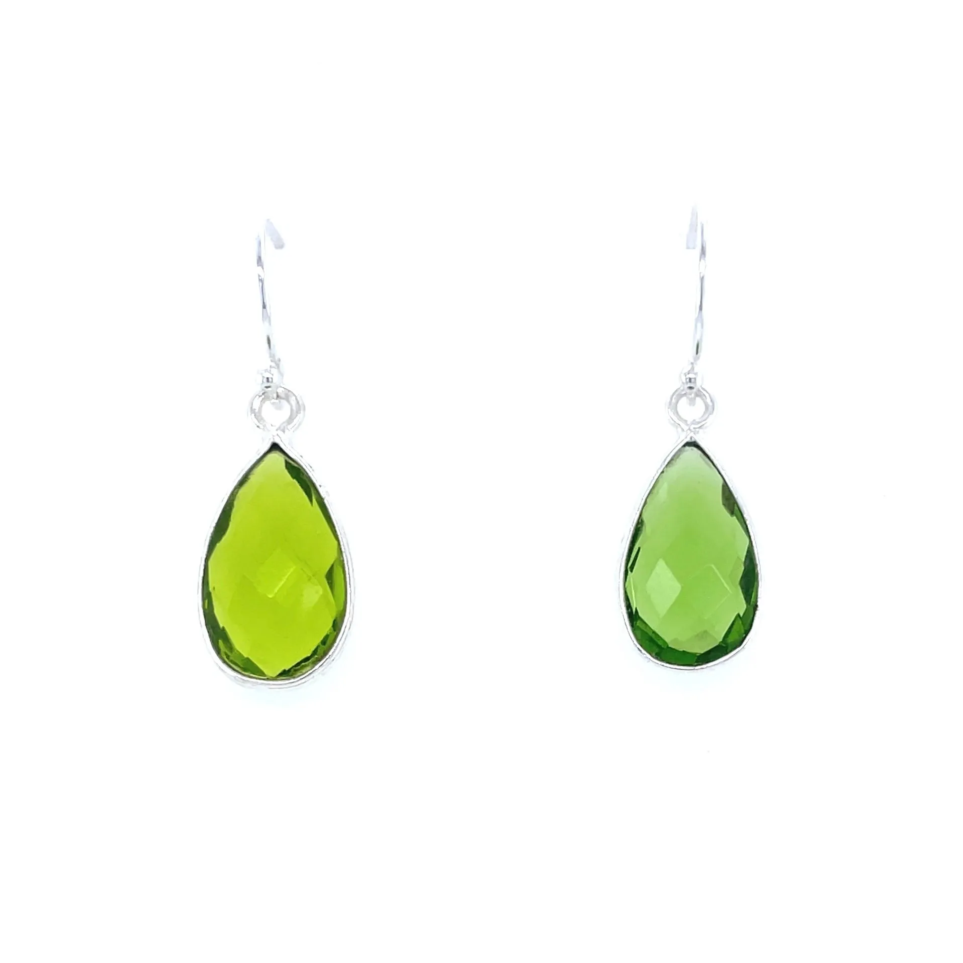 Channel Set Peridot Pear Shape Earrings