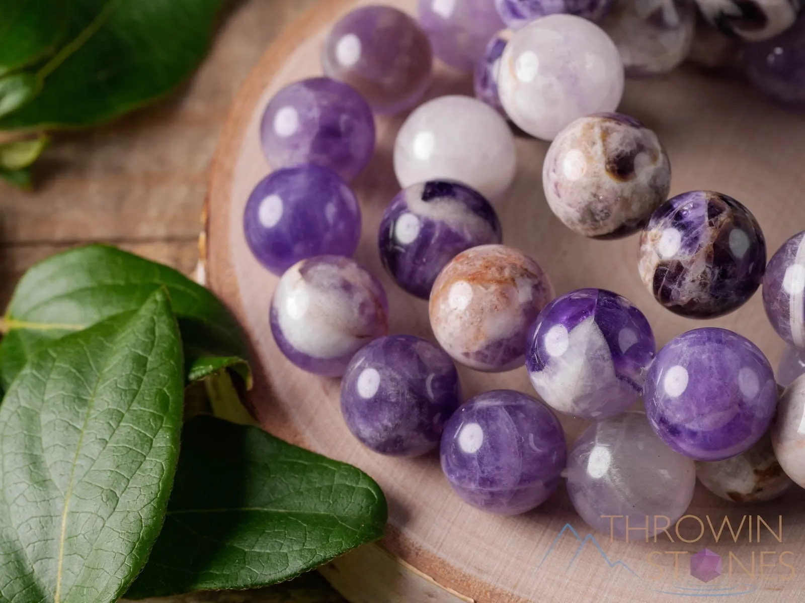 CHEVRON AMETHYST Crystal Bracelet - Round Beads - Beaded Bracelet, Birthstone Bracelet, Handmade Jewelry, Healing Crystal Bracelet, E0607