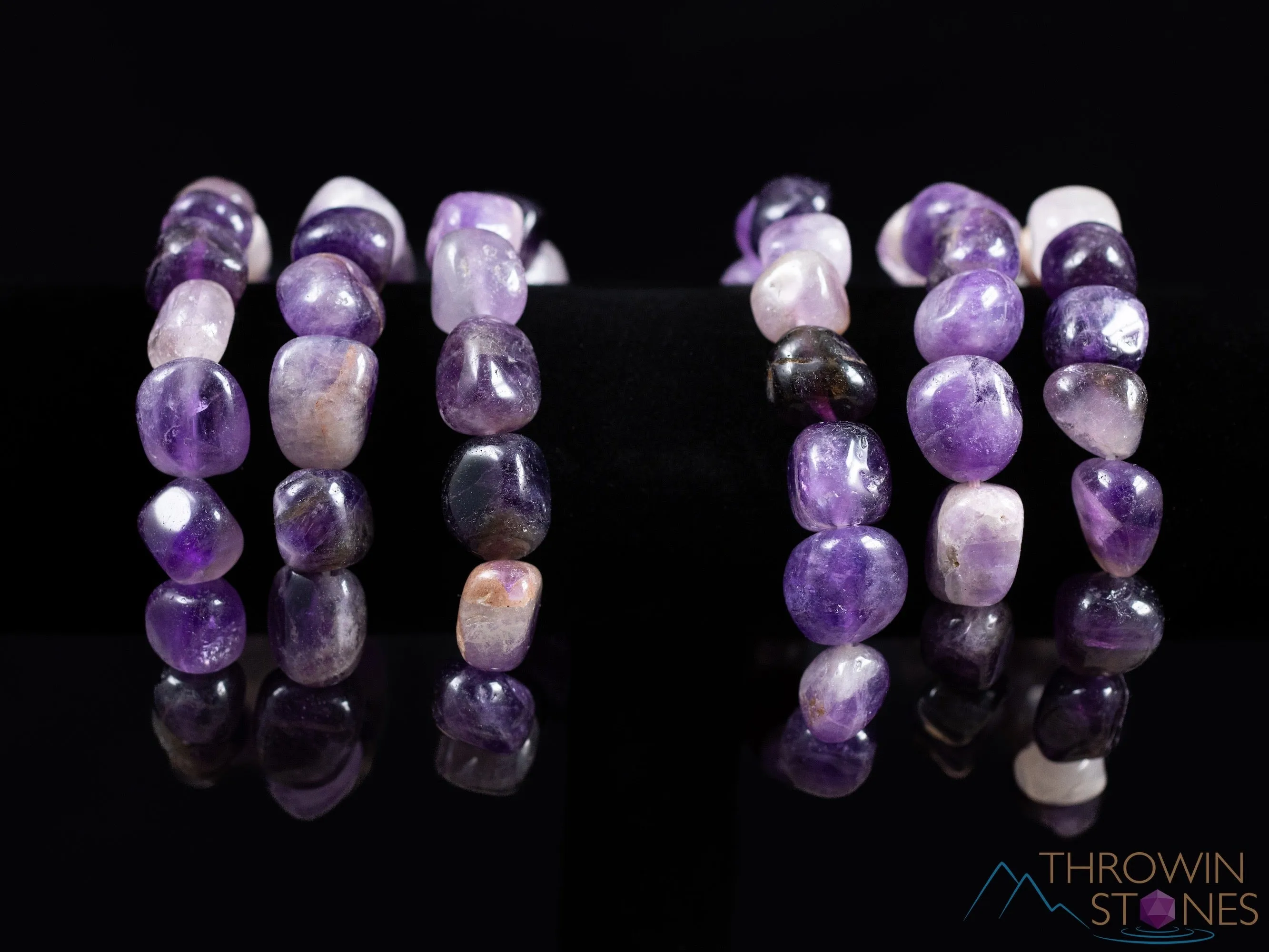 CHEVRON AMETHYST Crystal Bracelet - Tumbled Beads - Beaded Birthstone Bracelet, Handmade Jewelry, Healing Crystal Bracelet,  E0363