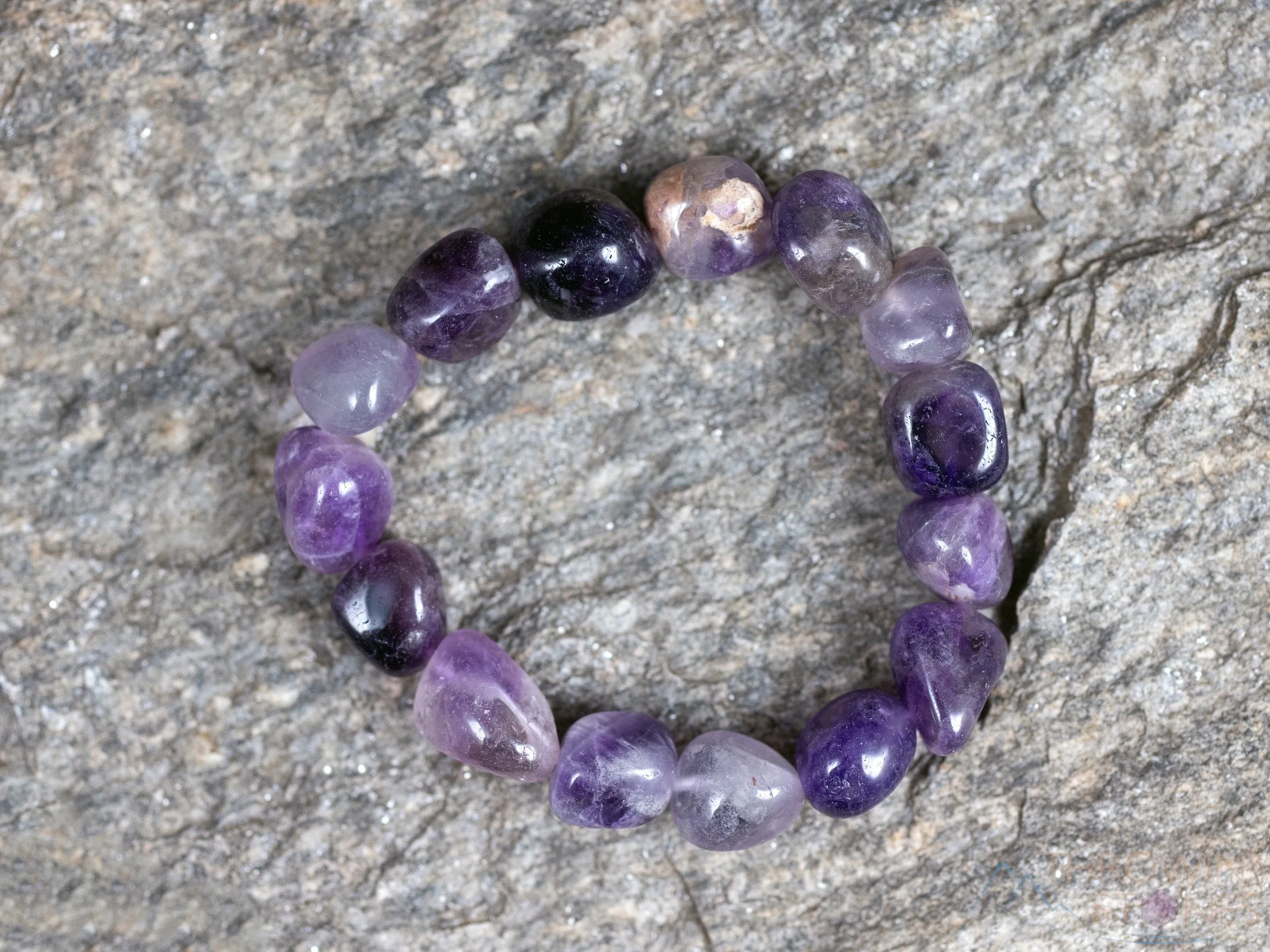 CHEVRON AMETHYST Crystal Bracelet - Tumbled Beads - Beaded Birthstone Bracelet, Handmade Jewelry, Healing Crystal Bracelet,  E0363