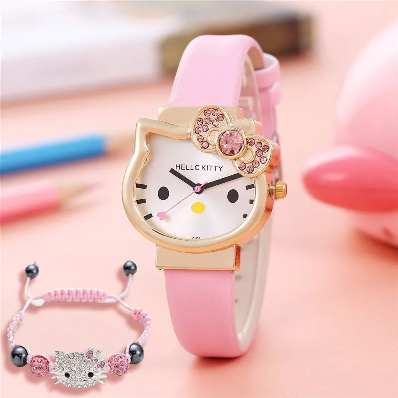 Children's Watch Foreign Trade Student Children Cartoon Watch Girls' Bracelet Set Quartz Watch