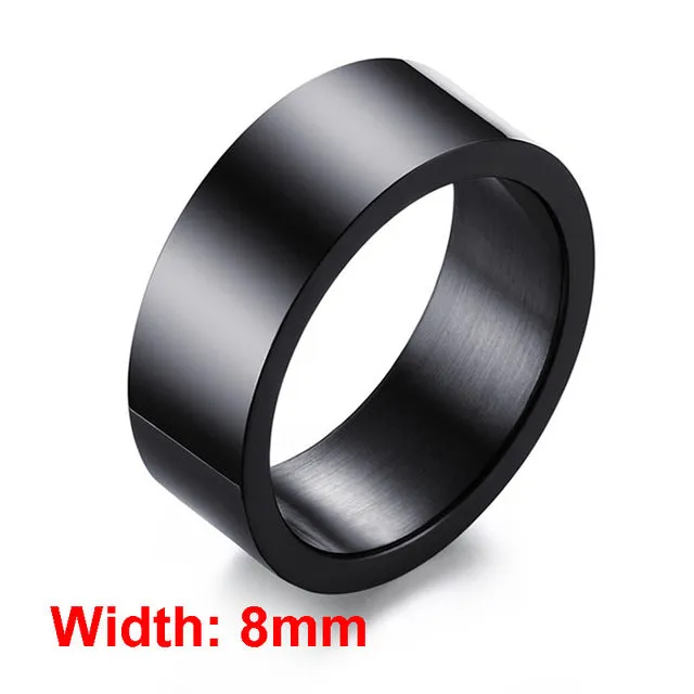 Classic Silver Color Wedding Ring Flat Top Stainless Steel Promise Ring For Women Men 6mm 8mm