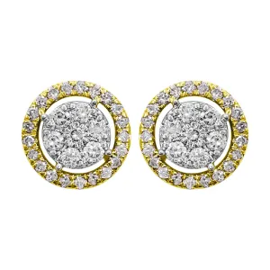 Cluster Halo Diamond Earrings .55cttw 10K Yellow Gold