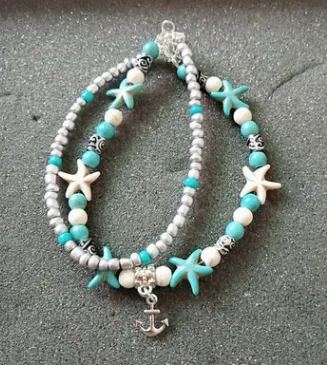 Conch, Starfish, & Pearl Beach Pendant Anklet