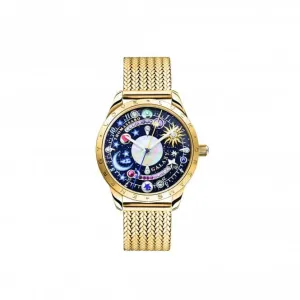 Cosmic Amulet Blue Dial Gold-Coloured Watch WA0403-264-207