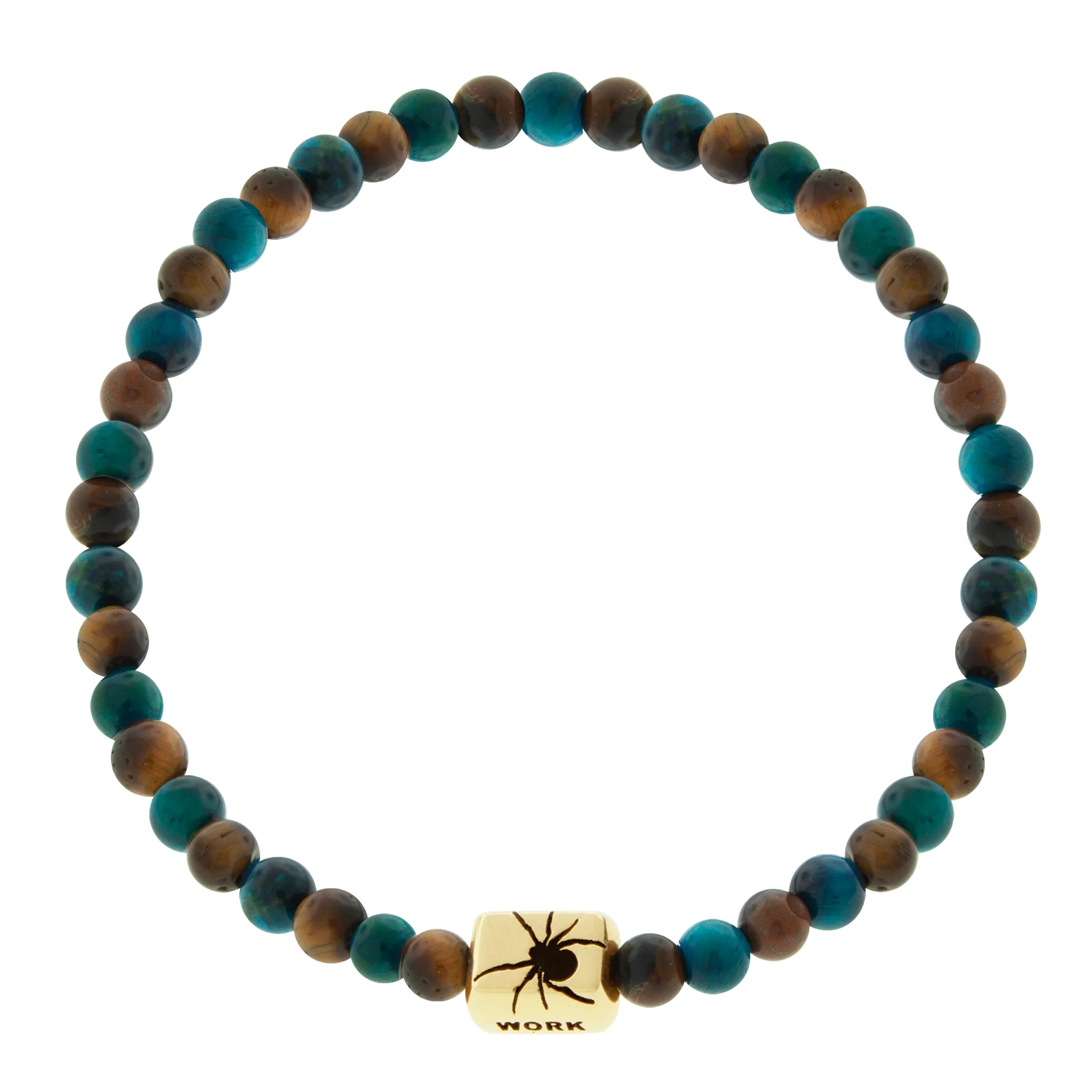 CREATE WORK Spider Ingot on Tiger's Eye Beaded Bracelet