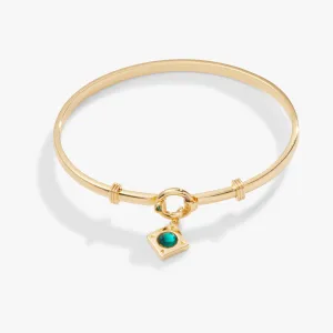 Crystal Charm Clip Bangle, Emerald