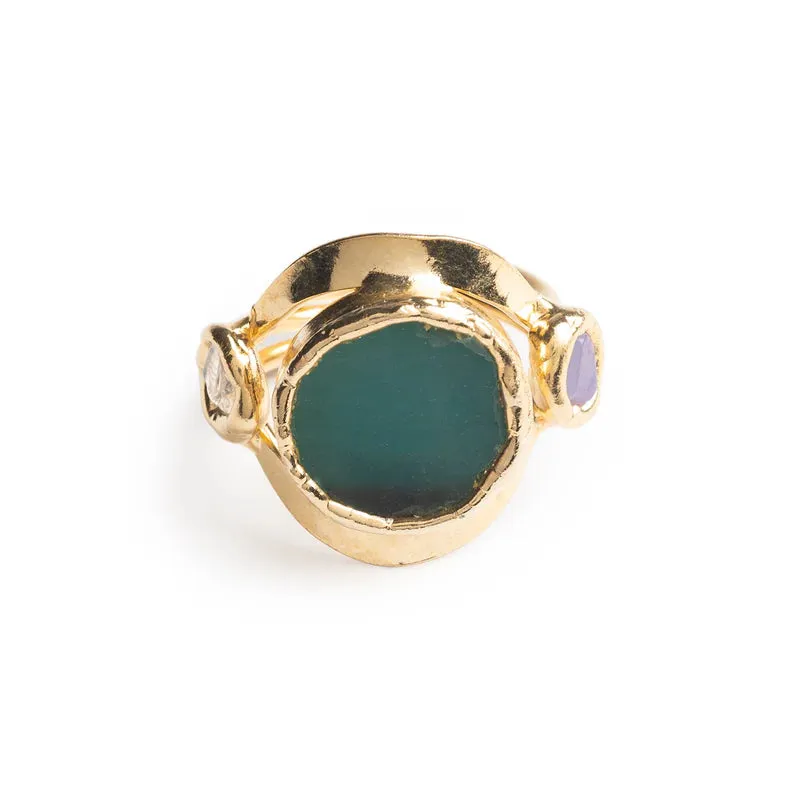 Crystal Protection Ring in Gold