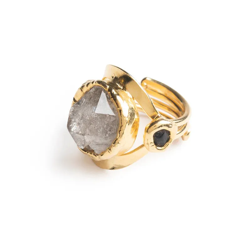 Crystal Protection Ring in Gold