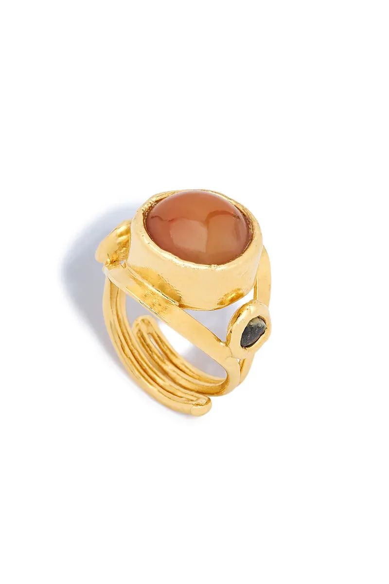 Crystal Protection Ring in Gold