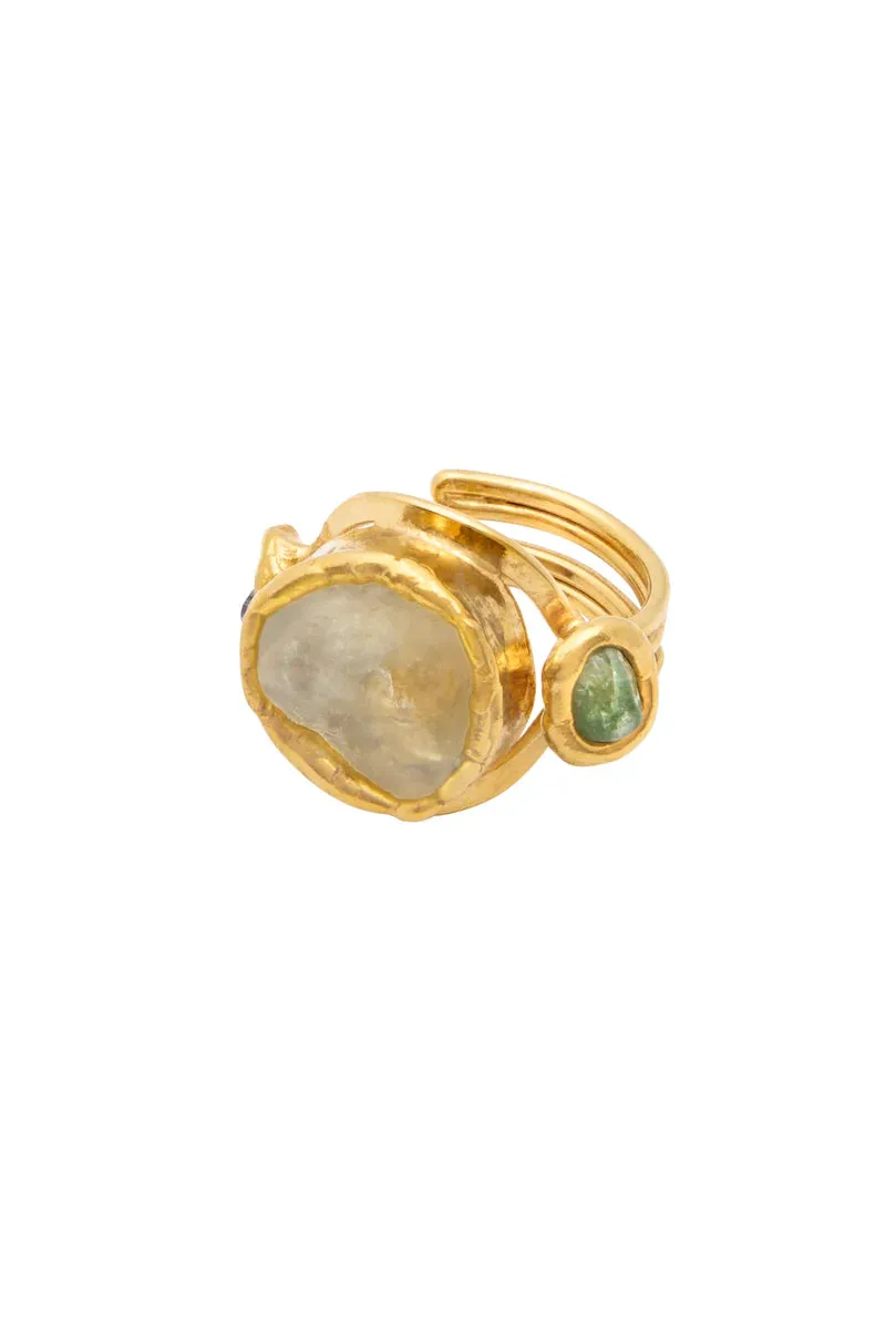 Crystal Protection Ring in Gold