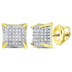 Cube Micro Pave Diamond Earrings .33cttw 10K Yellow Gold