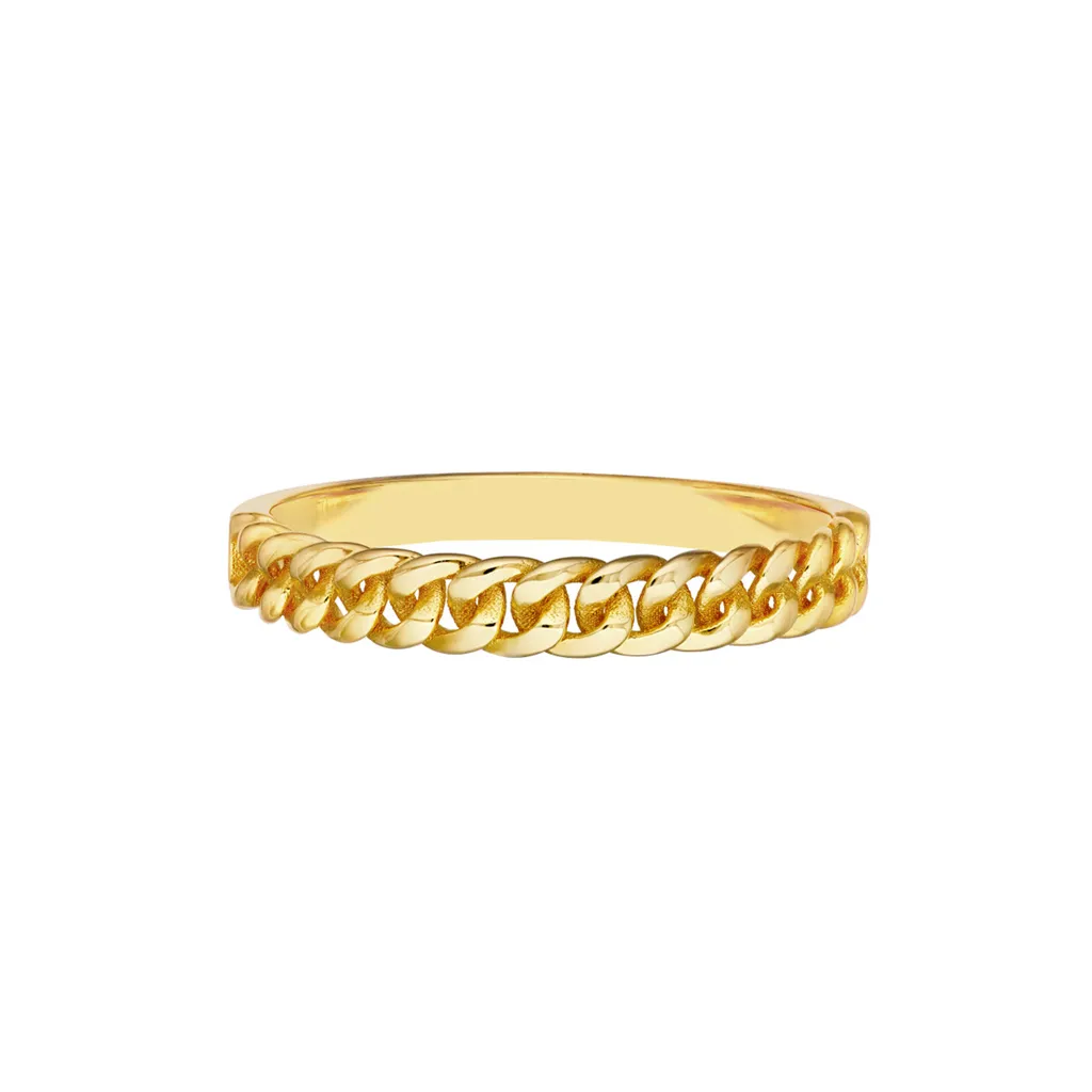 Curb Chain Link Ring | Genuine 14K Yellow Gold