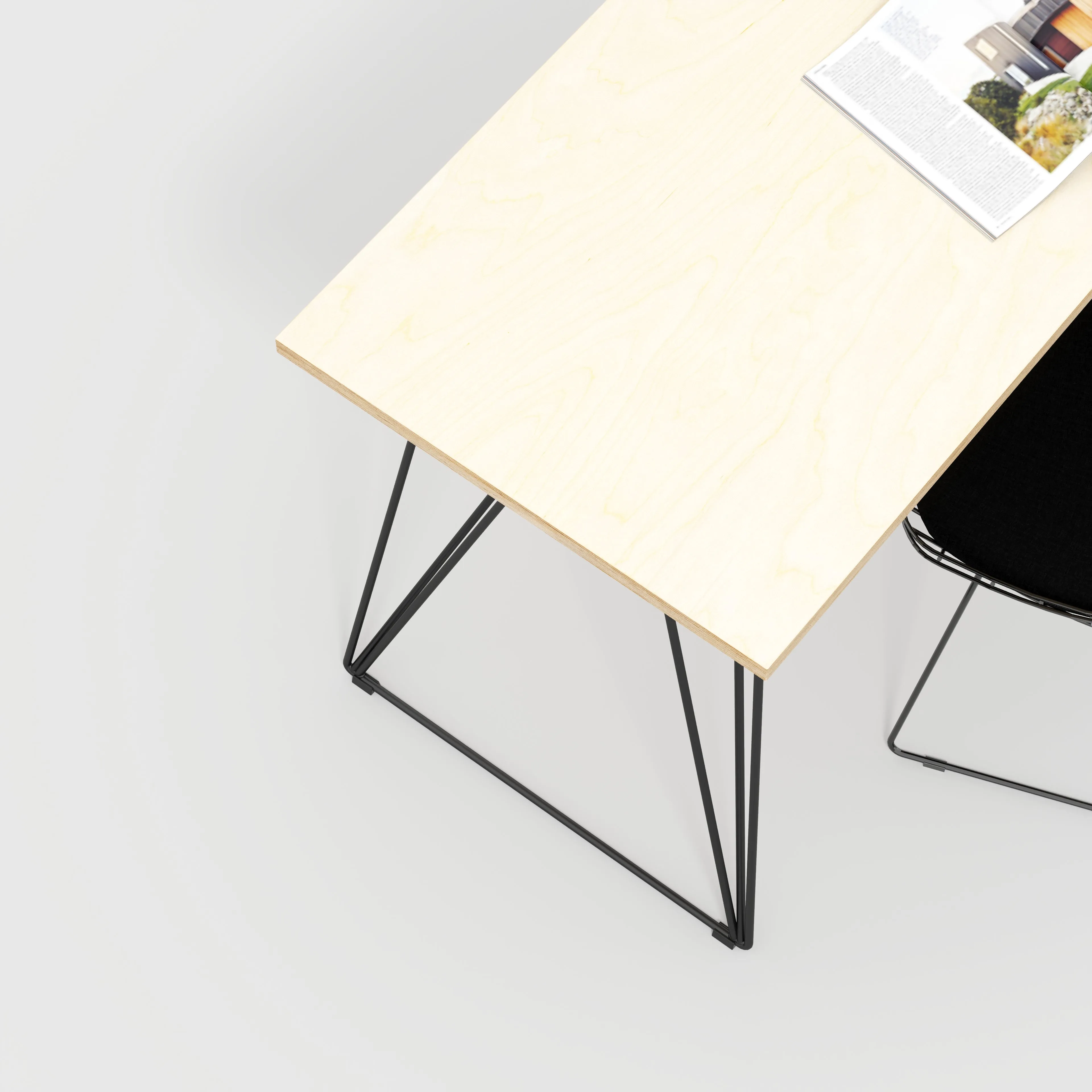 Custom Plywood Desk with Wireframe Legs