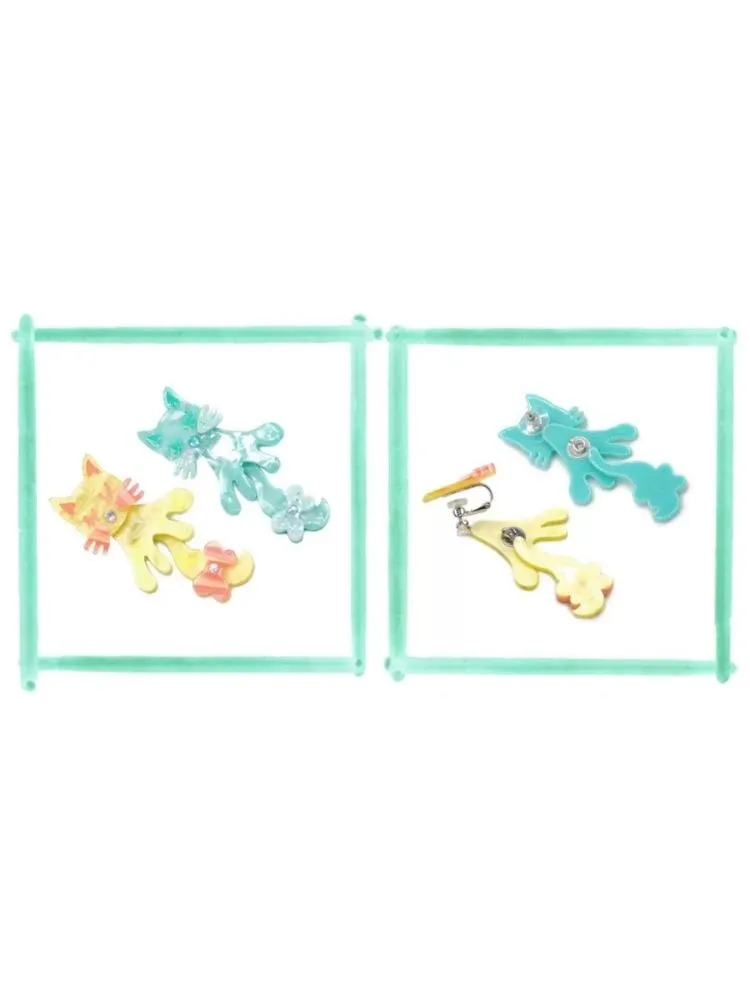 Cute kitten earrings & ear clip & hairpin【s0000003290】