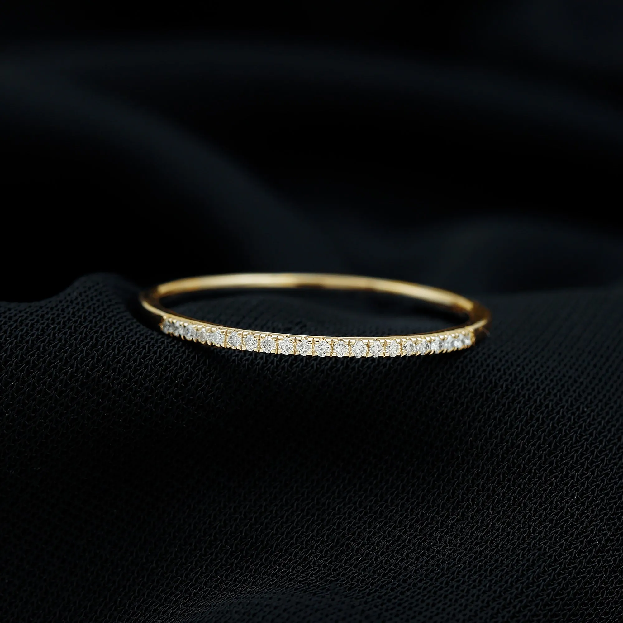 Dainty Round Diamond Half Eternity Stackable Ring