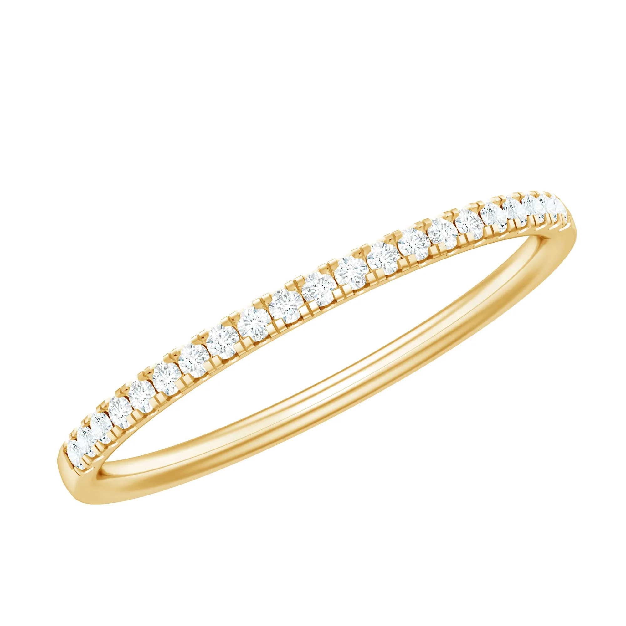 Dainty Round Diamond Half Eternity Stackable Ring