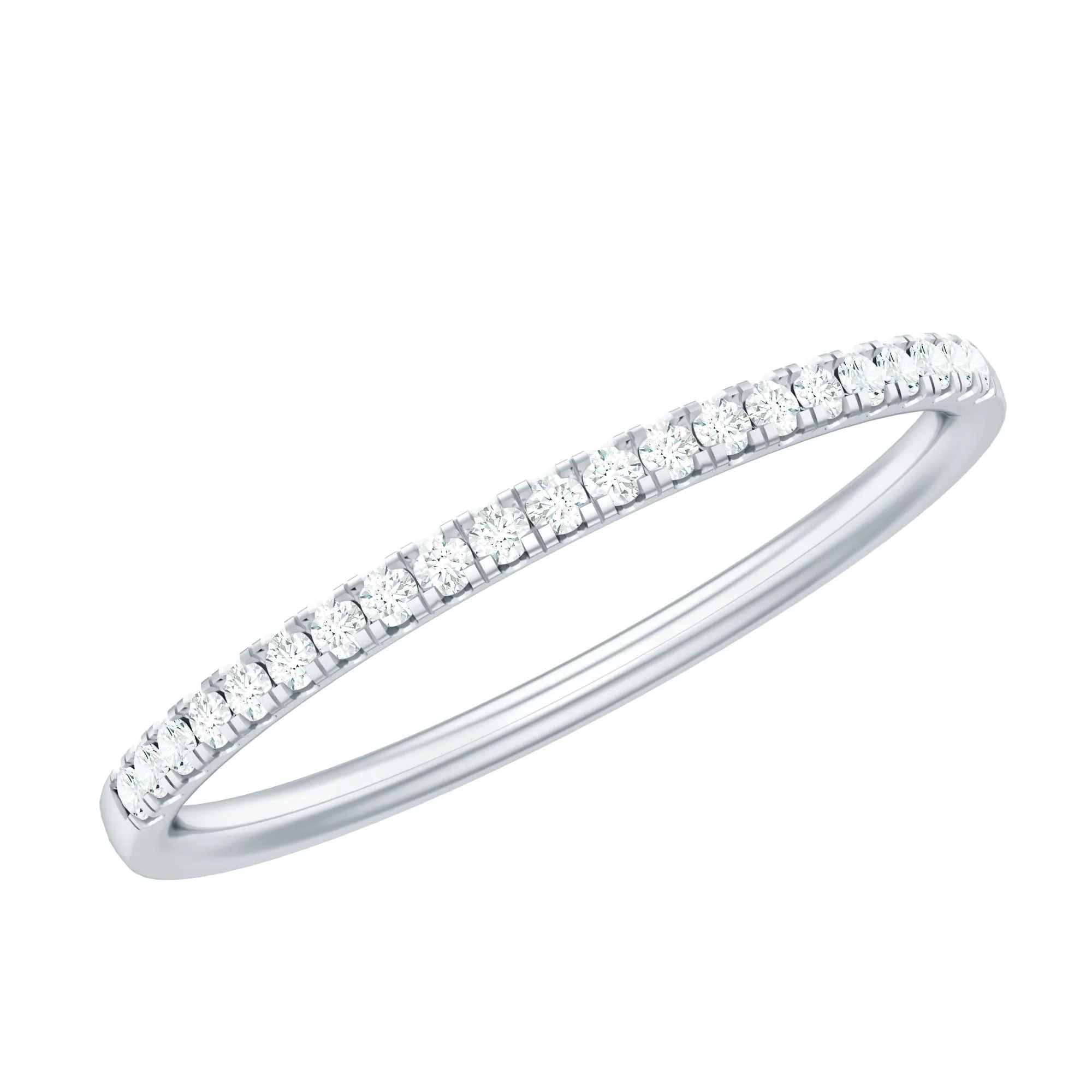 Dainty Round Diamond Half Eternity Stackable Ring