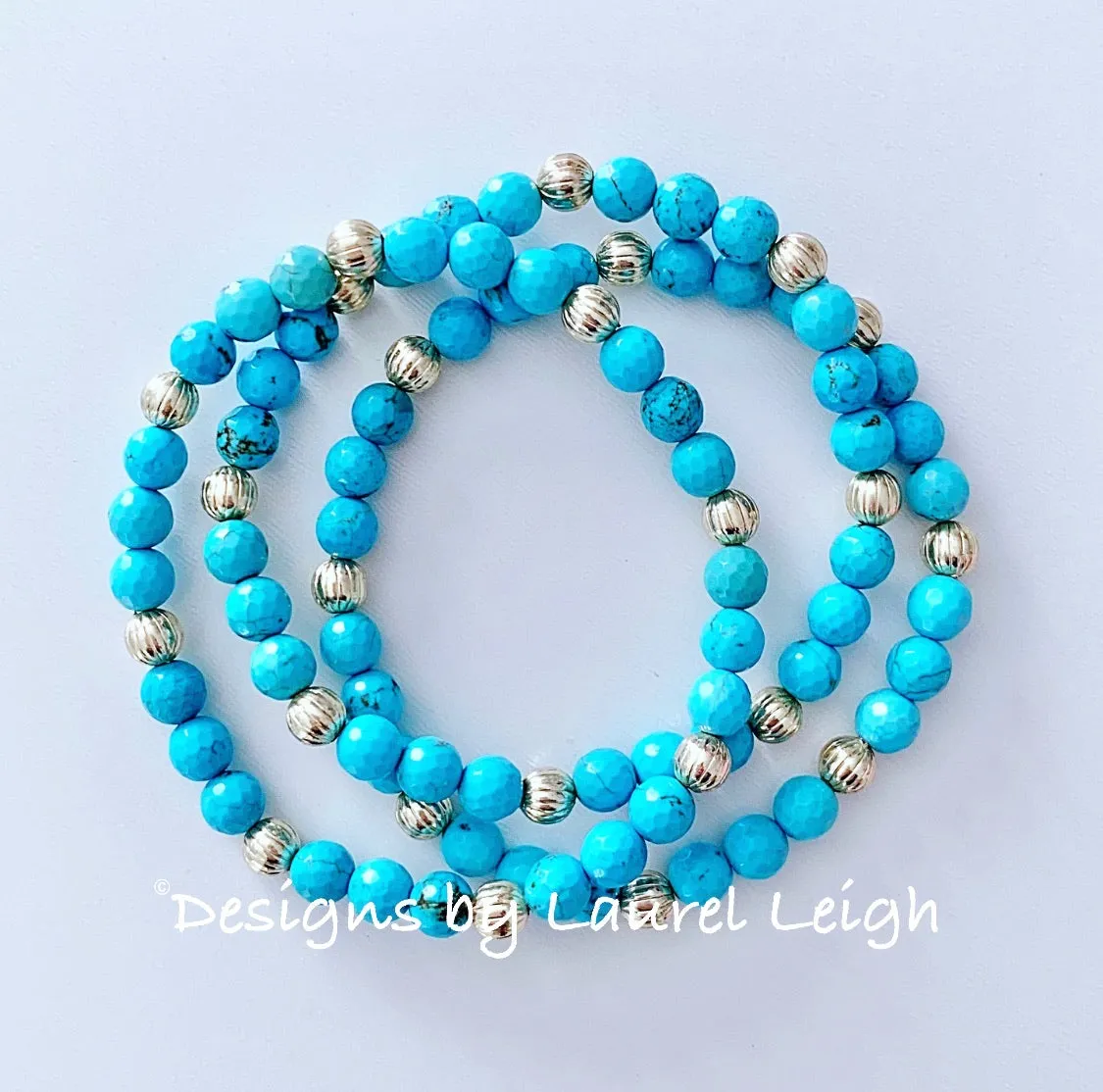 Dainty Turquoise and Gold Beaded Bracelet