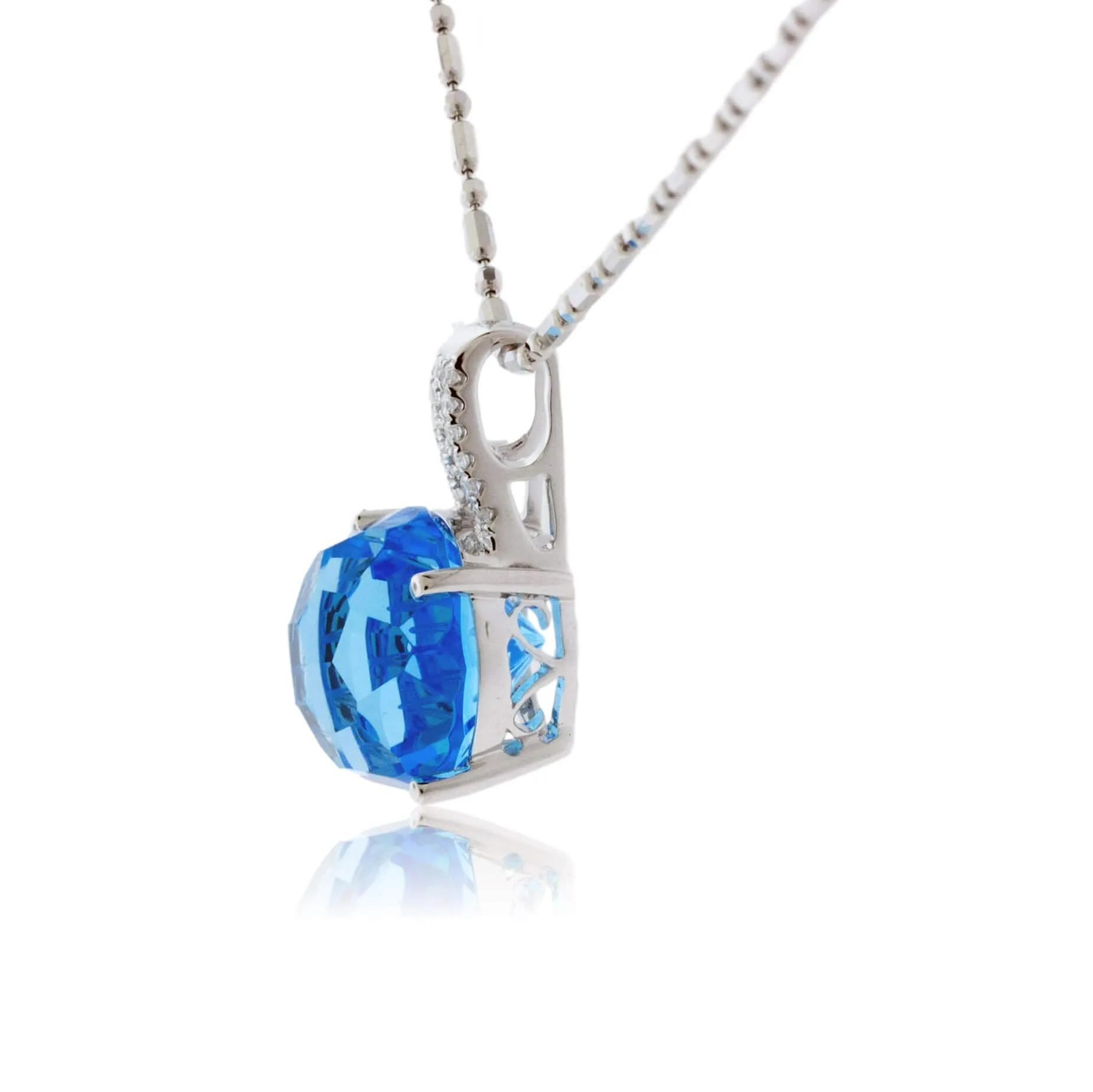 Daisy Cut Blue Topaz & Diamond Pendant