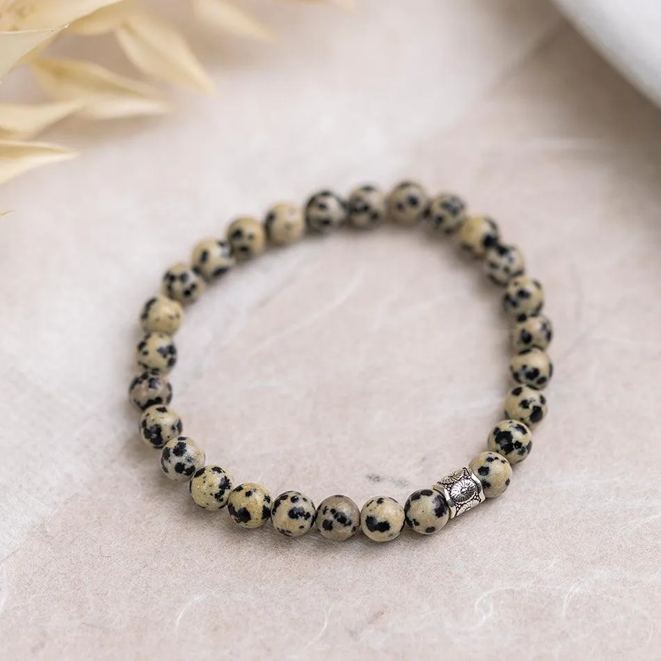 Dalmatian Jasper Gemstone Bracelet 6mm