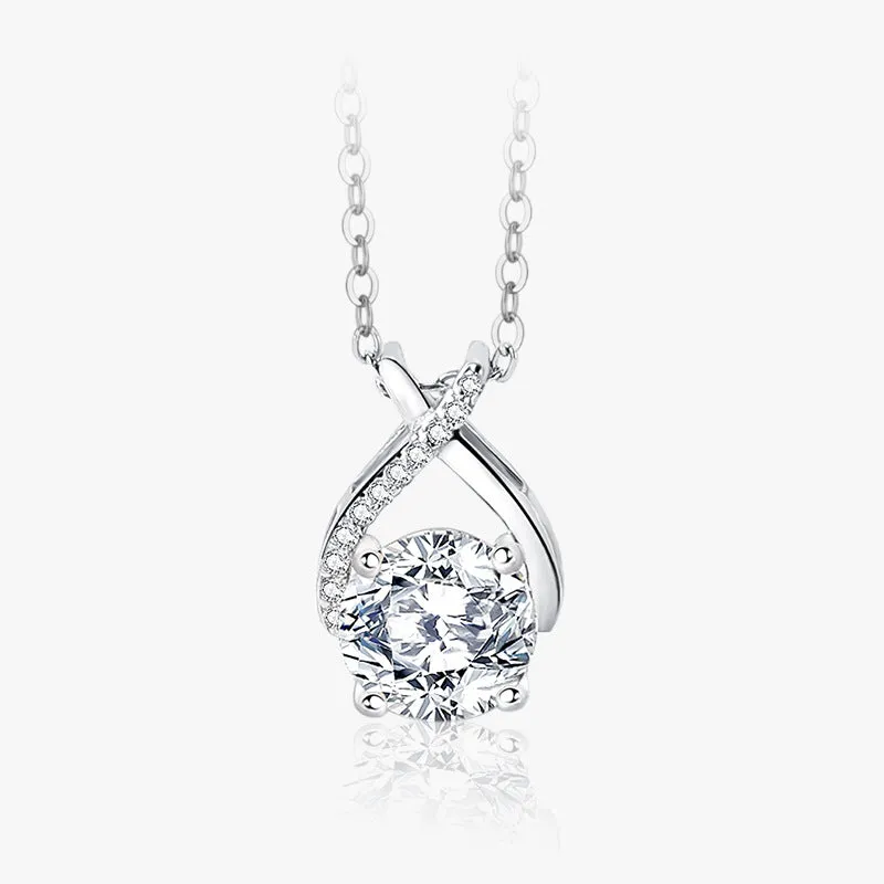 Damila S925 sterling silver necklace moissanite four-prong inlaid with zircon fashion cross light luxury design clavicle chain