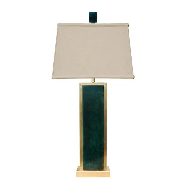 Dark Green Real Jade Table Lamp