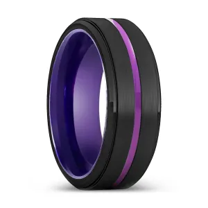 DARWIN | Purple Ring, Black Tungsten Ring, Purple Groove, Stepped Edge