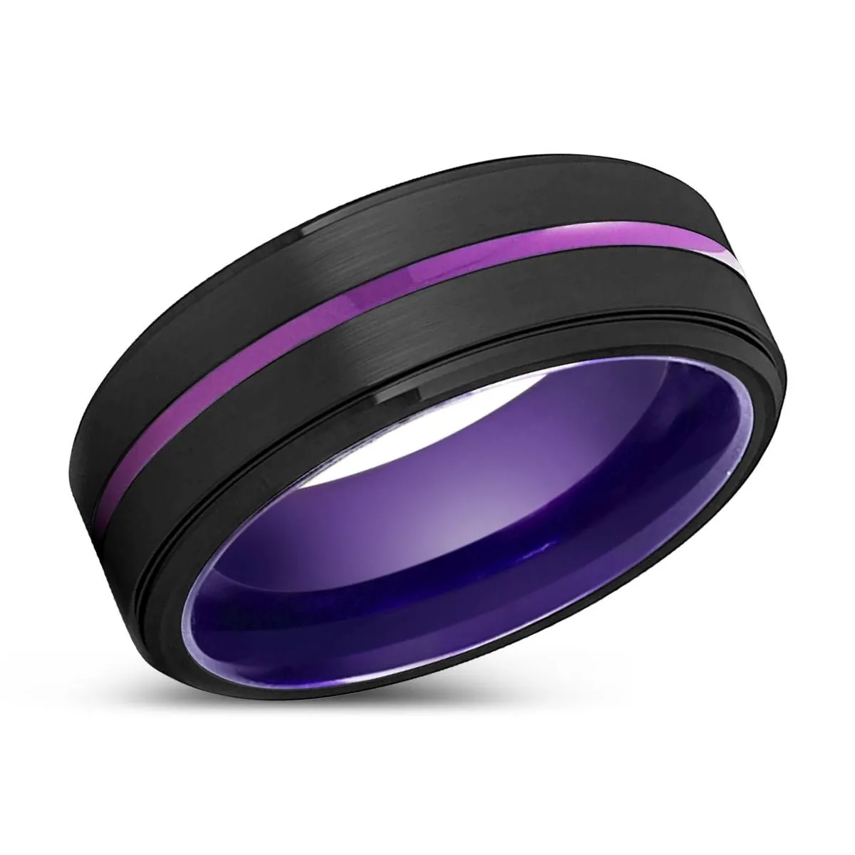 DARWIN | Purple Ring, Black Tungsten Ring, Purple Groove, Stepped Edge