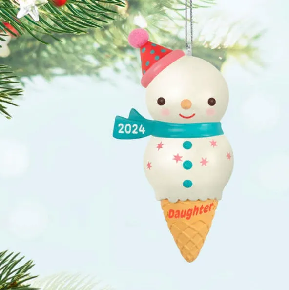 Daughter Snowman Ice Cream Cone 2024 Ornament