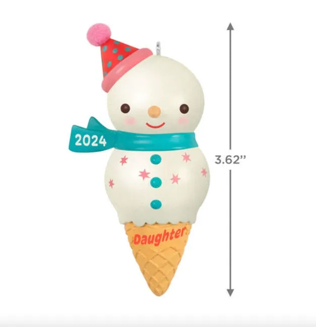 Daughter Snowman Ice Cream Cone 2024 Ornament