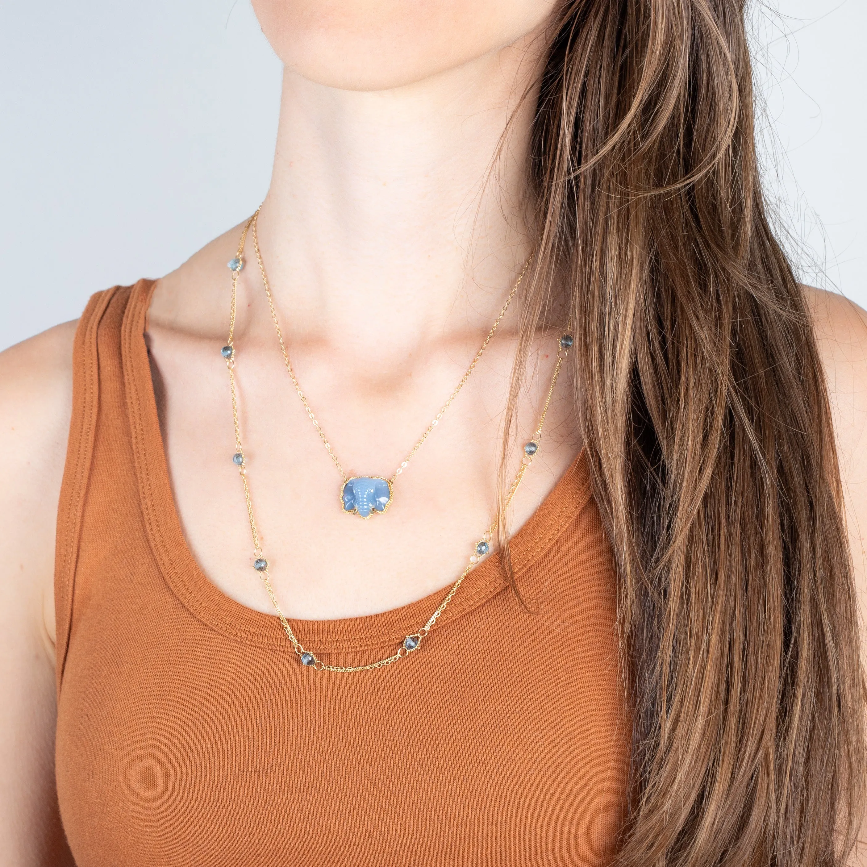 Deluxe Whisper Chain Necklace in London Blue Topaz