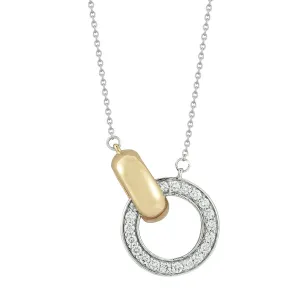 Diamond Circle Necklace in 14K Two Tone Gold