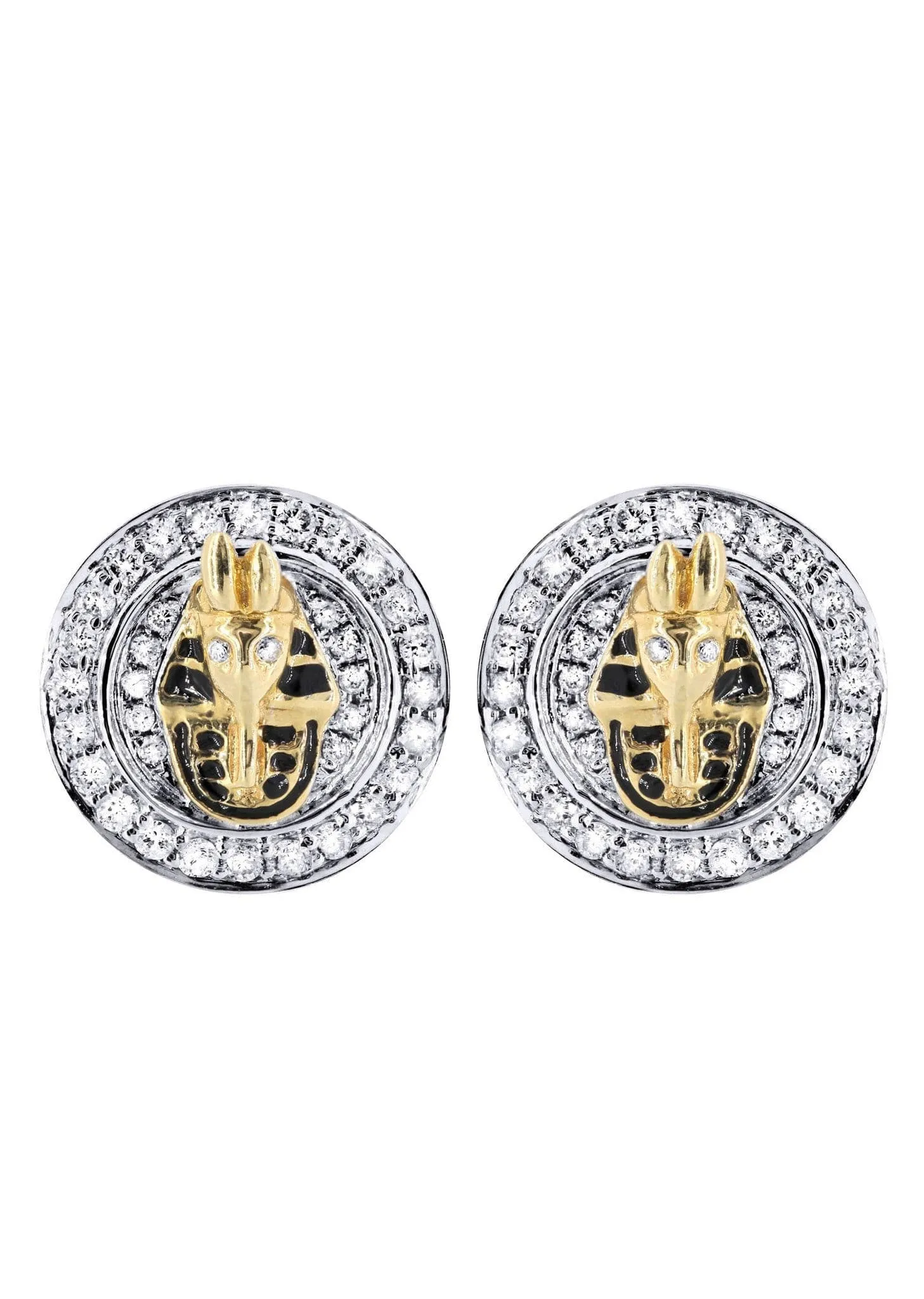 Diamond Earrings For Men |  14K Yellow Gold  | 0.76 Carats