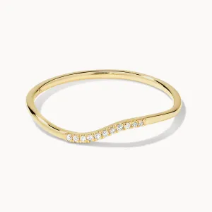 Diamond Fine Wave Stacker Ring in 10k Gold