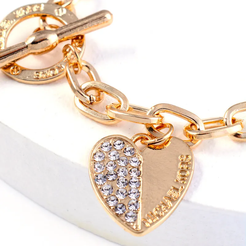 Diamond Heart Shaped Bracelet Alloy T Buckle Geometric Love Bracelet