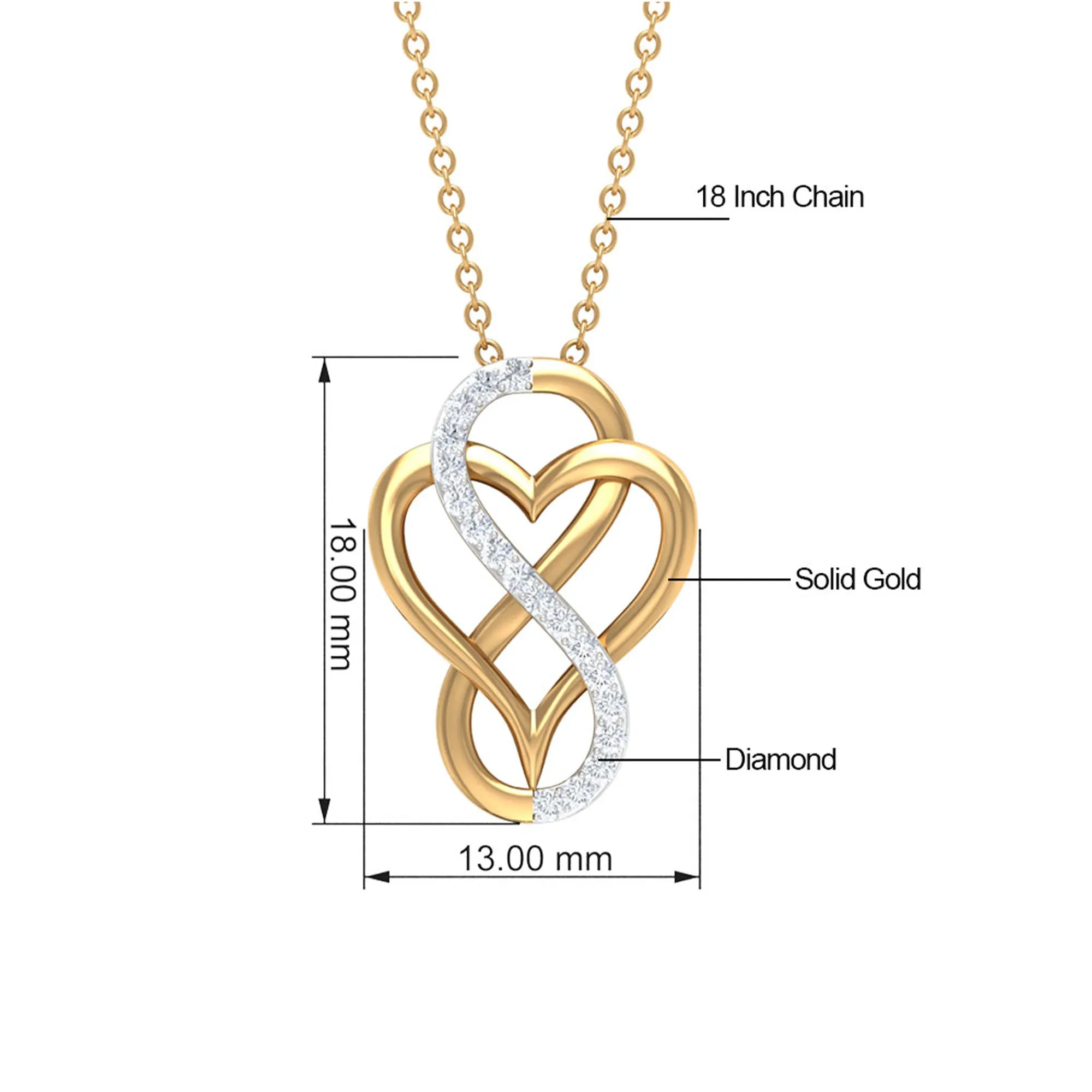 Diamond Infinity Heart Necklace for Women