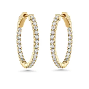 Diamond Inside-Out 0.75'' Hoop Earrings (1.10 ct.) 2.00 mm in 14K Gold