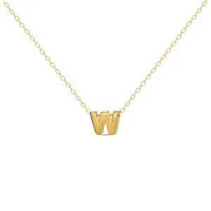 Diamond Letter Necklace "W" - 18 karat gold vermeil on sterling silver, diamond 0.01 carat