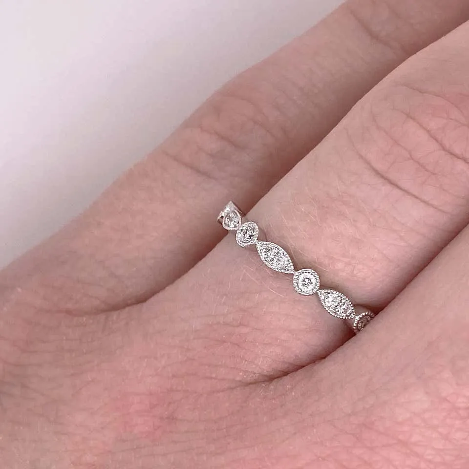 Diamond Millgrain Stackable Ring